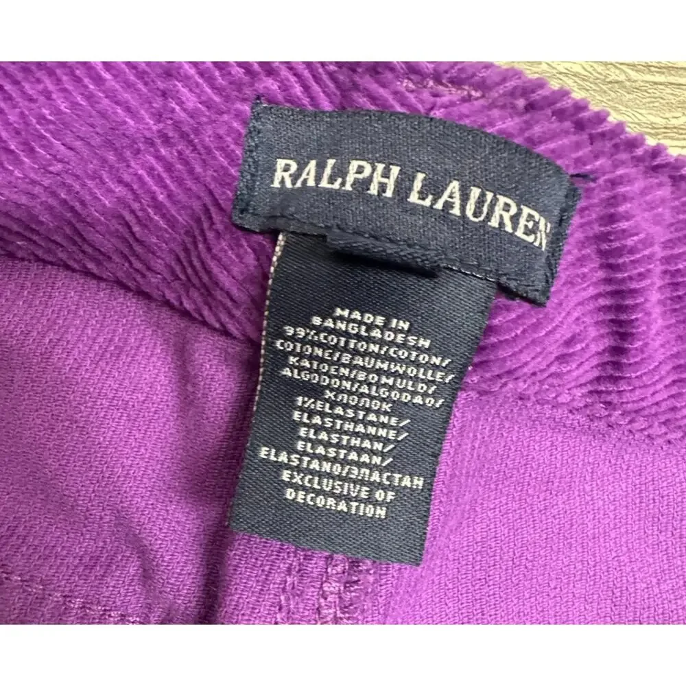 NEW Ralph Lauren Girls Corduroy Pants Size 16 Purple Skinny Fit NWT